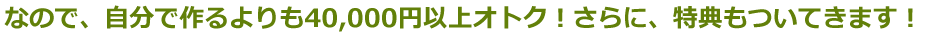 なので、自分で作るよりも40,000円以上オトク！さらに、特典もついてきます！